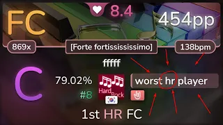 8.4⭐ worst hr player | Five Hammer - fffff [Forte fortissississimo] +HR 79.02% (#8 454pp FC) - osu!