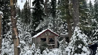 Winter At Remote Off Grid Trappers Cabin in Northern British Columbia