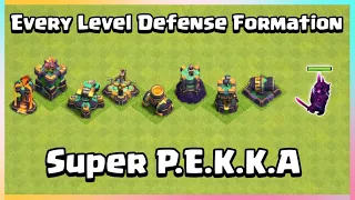 Super P.E.K.K.A Vs Every level Defense Formation | Clash of clans | Super pekka vs all defense