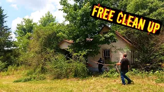 I DESTROYED my CHAINSAW on this INSANE FREE yard CLEAN UP! - I FOUND a HOUSE in THIS OVERGROWN LAWN