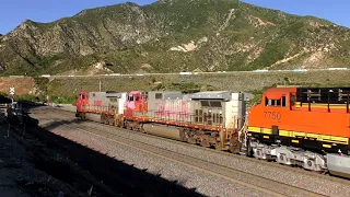 Santa Fe and BN Power On a Cajon Pass Stack Train in 2022!!!