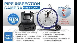 50mm pan tilt rotation drain sewer pipe inspection camera with 512Hz sonde B5