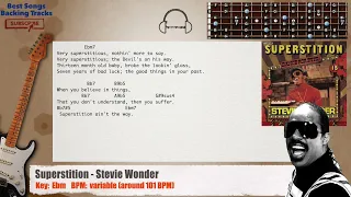 🎸 Superstition - Stevie Wonder Guitar Backing Track with chords and lyrics