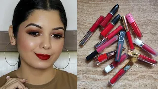 ALL OF MY RED LIQUID LIPSTICKS | LIP SWATCHES