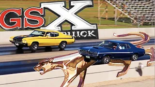 1970 Buick GSX Stage 1 vs 1969 Mercury Cougar 428 Cobra Jet PURE STOCK DRAG RACE - no commentary