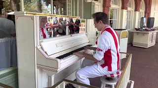 Disneys Casey’s Corner Pianist Grayson playing Happily Ever After with Wishes mashup 🥰