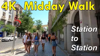 4k Midday Walk from Bus Station to Train Station 🚅 - Sevilla Virtual Walking Tour 2022, Spain 🇪🇸