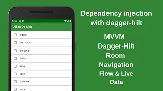 Dependency Injection with Dagger Hilt. MVVM TODO App with Room,  Navigation, Flow & LIveData...