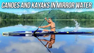 Canoes and kayaks in mirror water - Гребля на байдарках и каноэ в зеркальной воде