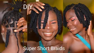 HOW-TO: Super Short Jumbo Box Braids With Yarn on Medium length Natural Hair