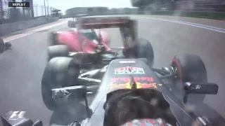 F1 2016 Russian GP Daniil Kvyat Hit Sebastian Vettel Two Times in the Race onboard