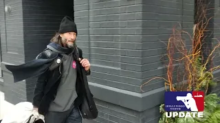 Keanu Reeves spotted walking in Toronto looking for his hotel.