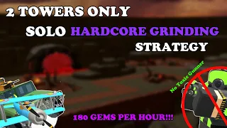 2 TOWERS ONLY SOLO HARDCORE GEMS GRINDING STRATEGY WITHOUT TOXIC GUNNER || Tower Defense Simulator