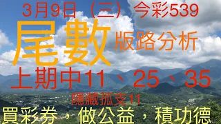 今彩539｜尾數｜牛哥539｜2022年3月9日（三）今彩539尾數版路分析內含隱藏孤支版路｜感謝版路交流@king1688 ｜#539