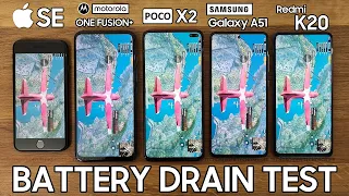 Motorola One Fusion+ vs Poco X2 / Galaxy A51 / iPhone SE / Redmi K20 - EXTREME BATTERY DRAIN TEST!