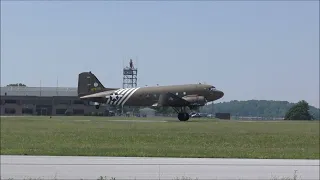 Douglas C-47D Skytrain takeoff and flyby at Reading PA June 2021