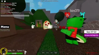 A juggernaut/@BLXeno  fighting a pizza dude from pizza tower (Roblox randomizer)