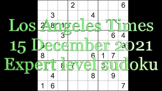 Sudoku solution – Los Angeles Times sudoku 15 December 2021 Expert level