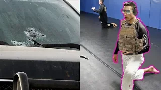 this cop shot 70 rounds through his own windshield