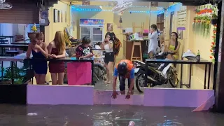 Walking in Flash Flood, Pattaya Thailand