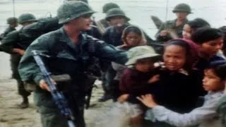 HD Stock Footage Vietnam War Bong Son North of An Khe 1967 - UH-1D Helicopter - Villagers