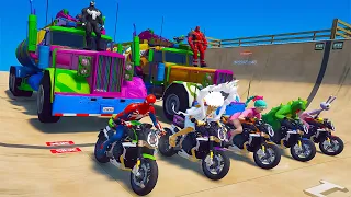 GTA V - FNAF and POPPY PLAYTIME CHAPTER 3 in the Epic New Stunt Race For MCQUEEN CARS by Trevor #4