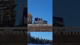 Logging Truck Loud Jake Brakes Passing Over Bridge