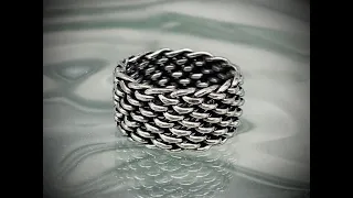 Weaving a 16 strand fine silver ring -  Flatwearable Artisan Jewelry