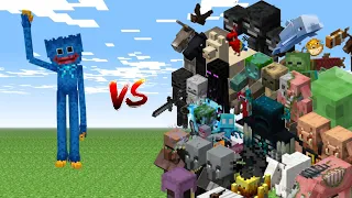 Huggy Wuggy From Poppy Playtime VS Minecraft Pocket Edition All Mobs Who Will Win?  Mobs Fight