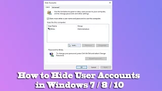 How to Hide User Accounts in Windows 7 / 8 / 10