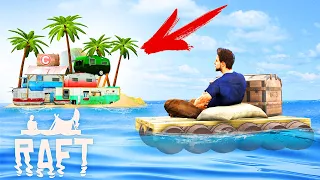 НАШЕЛ ОСТРОВ С ДОМАМИ ЛЮДЕЙ В RAFT!