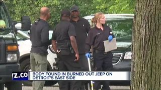 Body found in burned-out Jeep on Detroit's east side