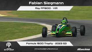 iRacing - 23S3 - Ray FF1600 - Formula 1600 Trophy - VIR - FS