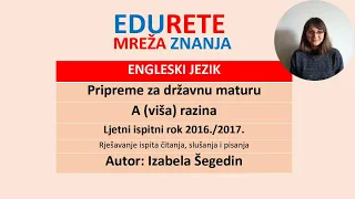 Engleski jezik - viša (A) razina - Ljetni ispitni rok 2016./2017.