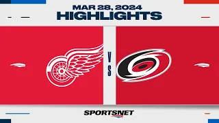 NHL Highlights | Red Wings vs. Hurricanes - March 28, 2024