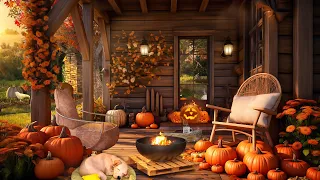 FALL PORCH AMBIENCE: Cozy Early Morning Autumn Sounds, Crunchy Leaves & Peaceful Fall Music