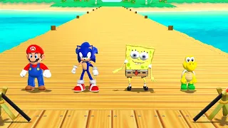 Mario Party 9 Step It Up - Mario vs Sonic vs Koopa vs Spongebob (Master CPU)