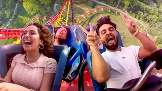 🎢🎡 تحدي اللي يغمض او يمسك يخسر 😳 !! مع اليوتيوبرز