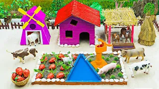 Top the most creative diy miniature Farm with cow shed | house of animals | Harvesting fruits