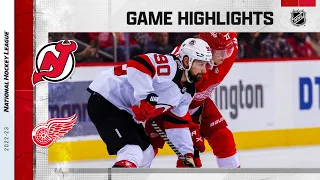 Devils @ Red Wings 10/25 | NHL Highlights 2022