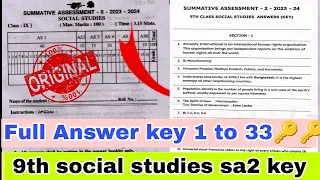 💯9th social studies sa2 full answer key 2024|ap sa2 9th class social studies answer key 2024