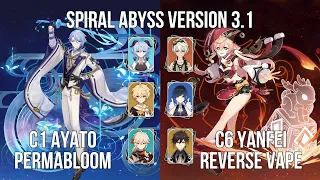 C1 Ayato Permabloom - C6 Yanfei Reverse Vaporize | 3.1 Spiral Abyss Floor 12 | Genshin Impact