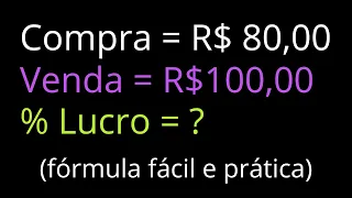 Como descobrir a porcentagem de lucro - Rápido e Fácil