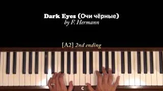 Dark Eyes (Очи чёрные) Piano Tutorial SLOW