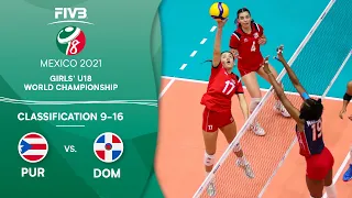 PUR vs. DOM -  Class. 9-16 | Full Game | Girls U18 Volleyball World Champs 2021