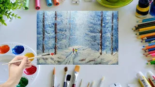 step by step/acrylic painting/ tutorial/ for beginner winter nature painting #19