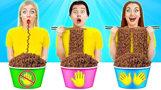 Desafío De Comer Sin Manos vs Una Mano vs Dos Manos |Desafíos Divertidos por Multi DO Food Challenge