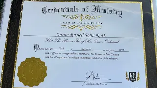 Ordained Online as a Religious Minister - Universal Life Church