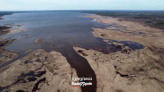 Jezioro Turawskie z lotu ptaka podczas społecznej akcji sprzątania