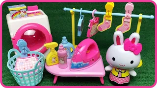 8 Minutes Satisfying with Unboxing Cute Pink Rabbit Mini Laundry Set Toy ASMR (No Music)